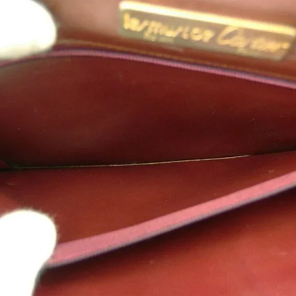 Cartier Clutch Bag Mastline Bordeaux Leather Auth Used T19324